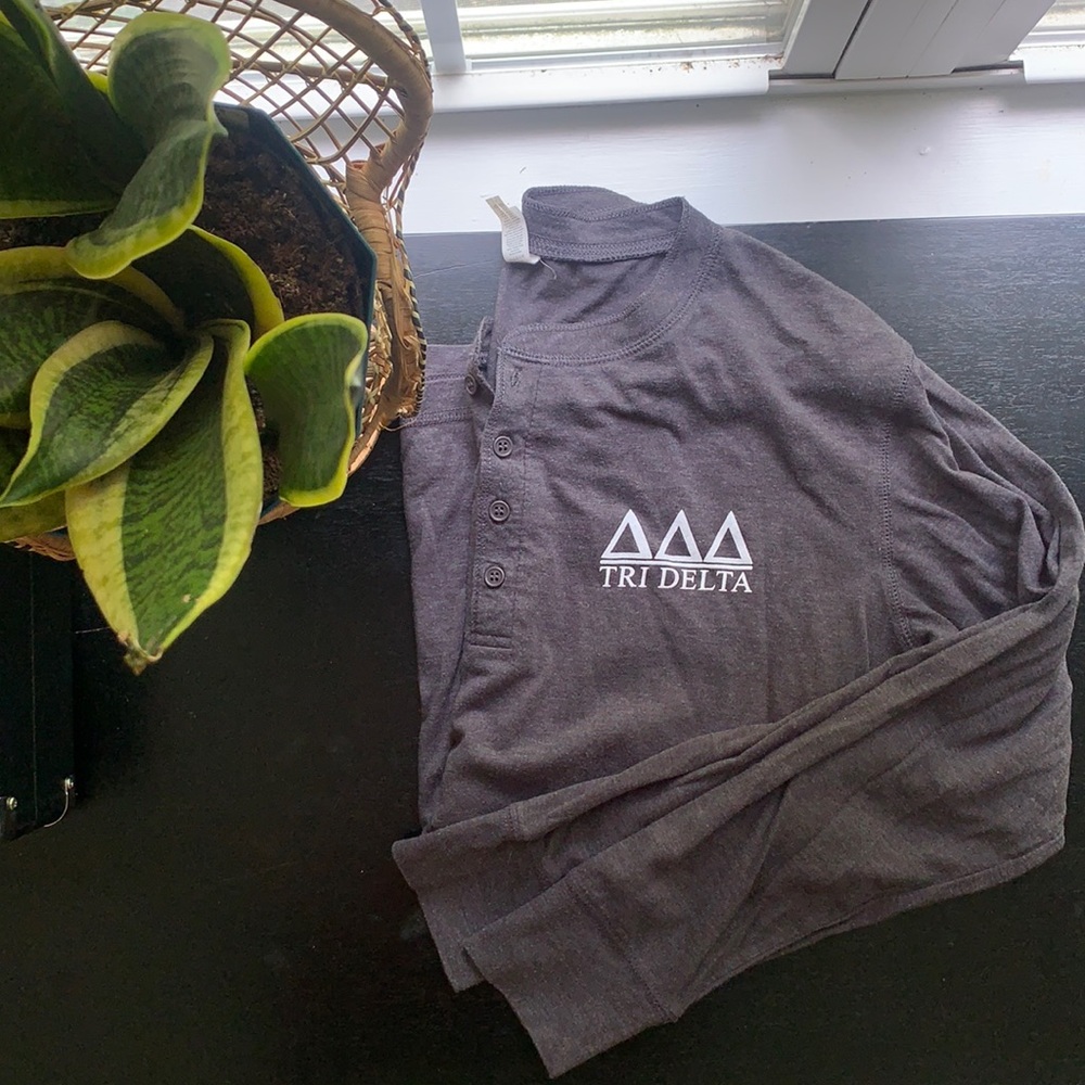 Tri Delta long sleeve Henley top